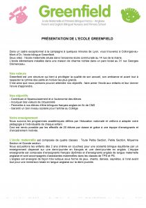 Infos pratiques Greenfield